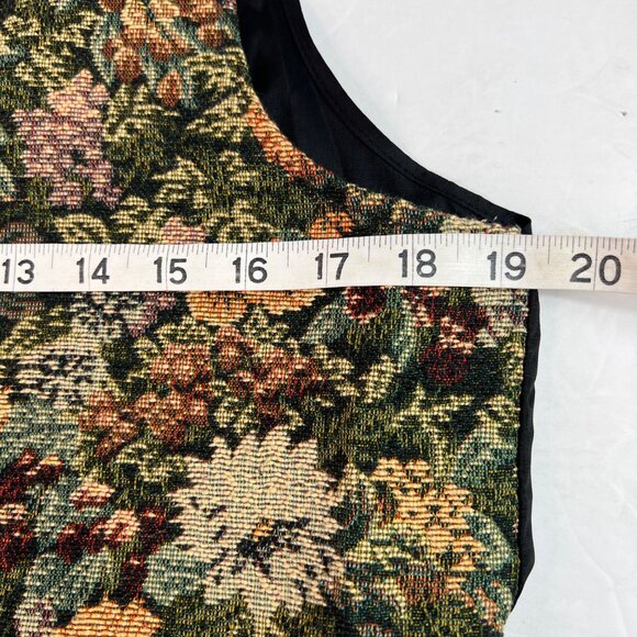 Vintage Gemilli Tapestry Floral Vest Large Made In USA Cotton Front Satiny Back - Picture 7 of 10